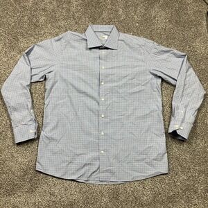 Eton‎ Shirt Mens XXL Blue Geometric Button Up Dress Contemporary Twill 46 18